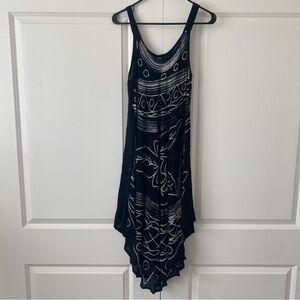 NWT Indian Boutique Free Size Black Cover Up Beach Mature Swim Pool Comfy Floral